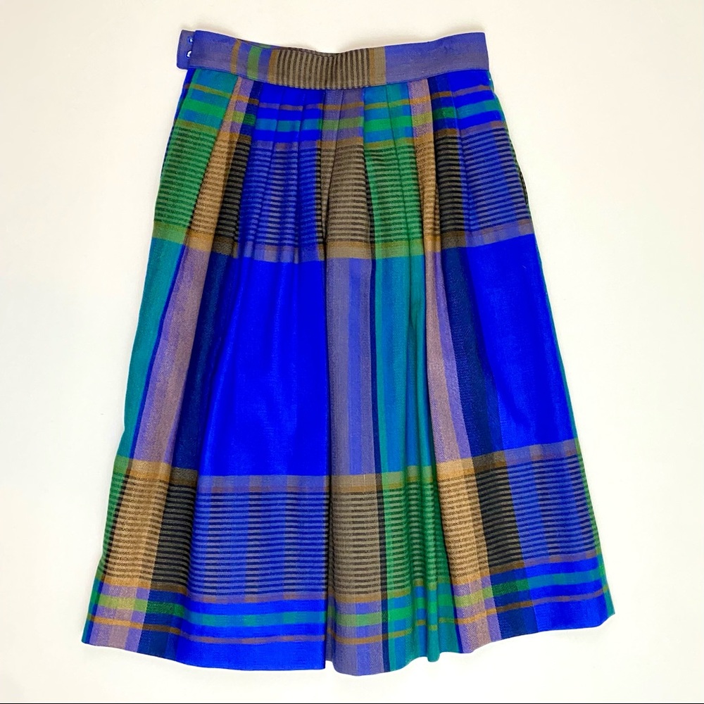 Liz Claiborne NWOT Vintage A-Line Skirt Purple Plaid Sz. 12 Petite HAS POCKETS!